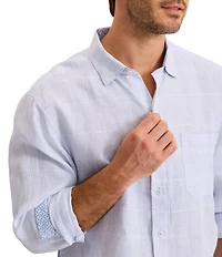 Tommy Bahama Paradisio Plaid Linen Long Sleeve Woven Shirt
