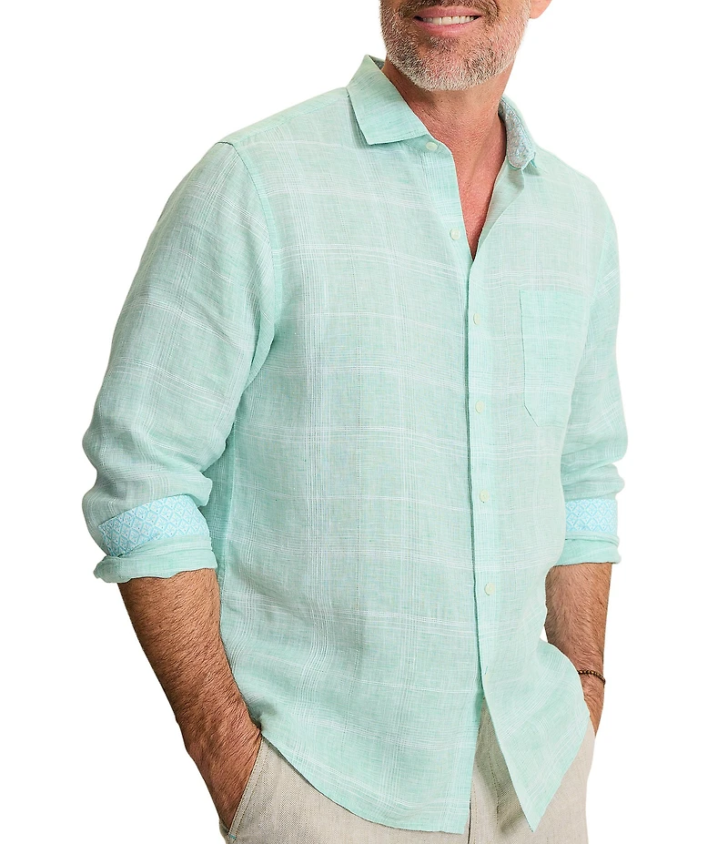 Tommy Bahama Paradisio Plaid Linen Long Sleeve Woven Shirt