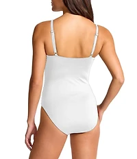 Tommy Bahama Pearl Solid Cross Front V-Neck One Piece Swimsuit