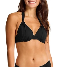 Tommy Bahama Pearl V-Neck Underwire Halter Swim Top