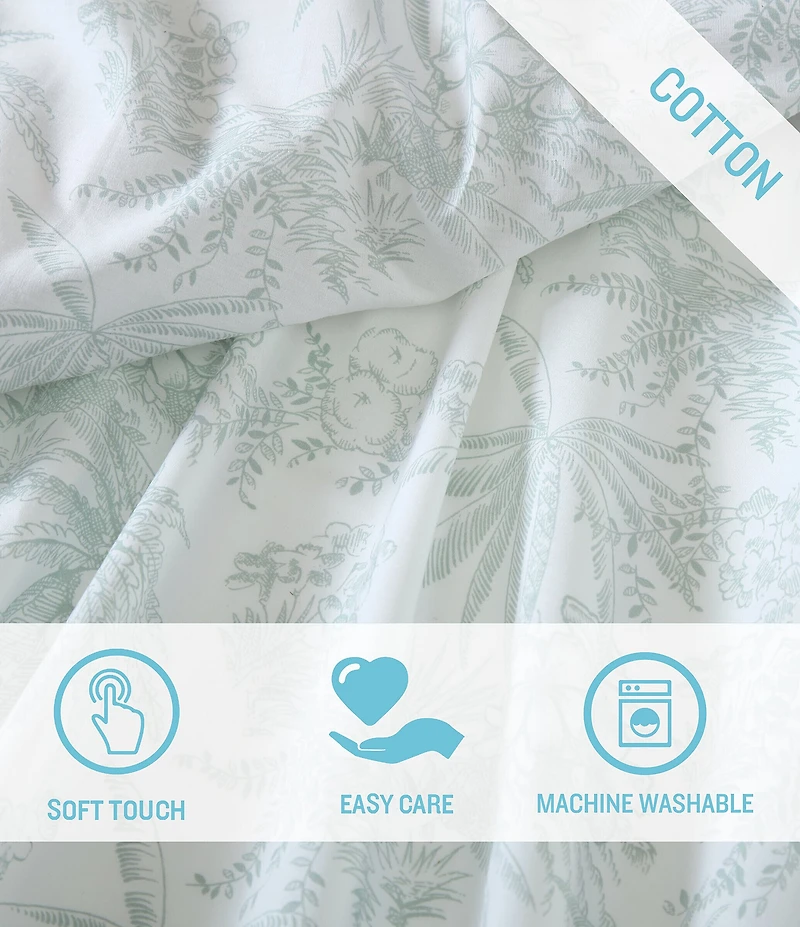 Tommy Bahama Pen And Ink Palm Green Cotton Percale Printed Sheet Set