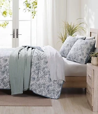 Tommy Bahama Pen And Ink Palm Reversible Quilt Mini Set