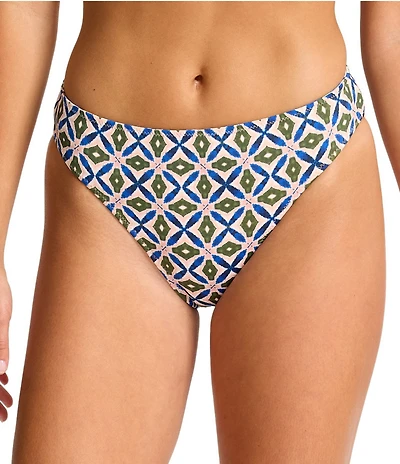 Tommy Bahama Playa Marbella Reversible Geometric Floral Print Hipster Swim Bottom