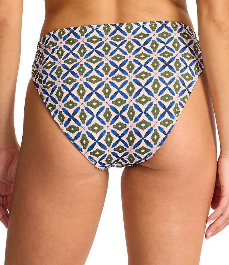 Tommy Bahama Playa Marbella Reversible Geometric Floral Print Hipster Swim Bottom