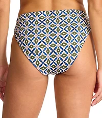 Tommy Bahama Playa Marbella Reversible Geometric Floral Print Hipster Swim Bottom