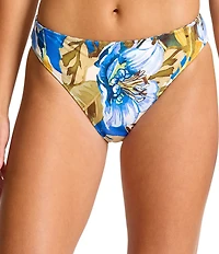 Tommy Bahama Playa Marbella Reversible Geometric Floral Print Hipster Swim Bottom