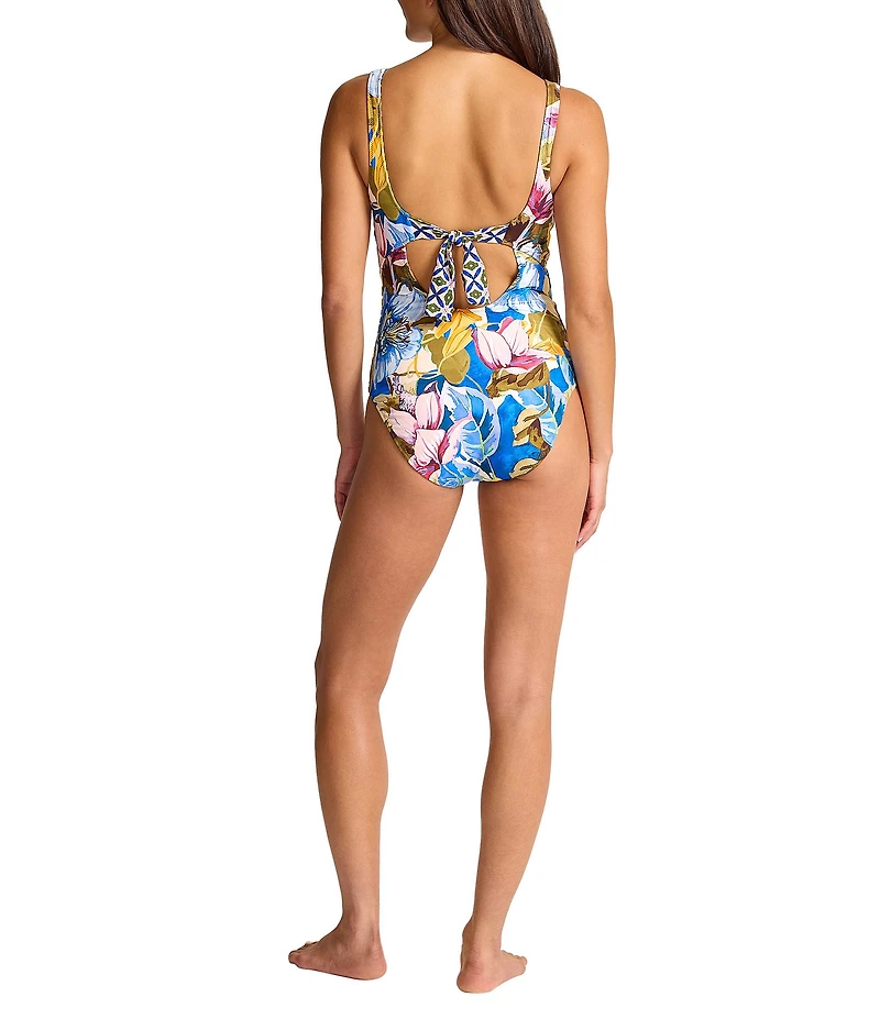 Tommy Bahama Playa Marbella Reversible Square Neck Tank One Piece Swimsuit