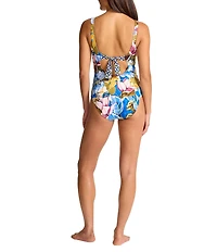 Tommy Bahama Playa Marbella Reversible Square Neck Tank One Piece Swimsuit