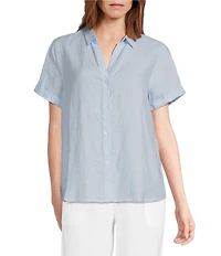 Tommy Bahama Point Collar Short Sleeve Button Front Top