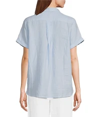 Tommy Bahama Point Collar Short Sleeve Button Front Top
