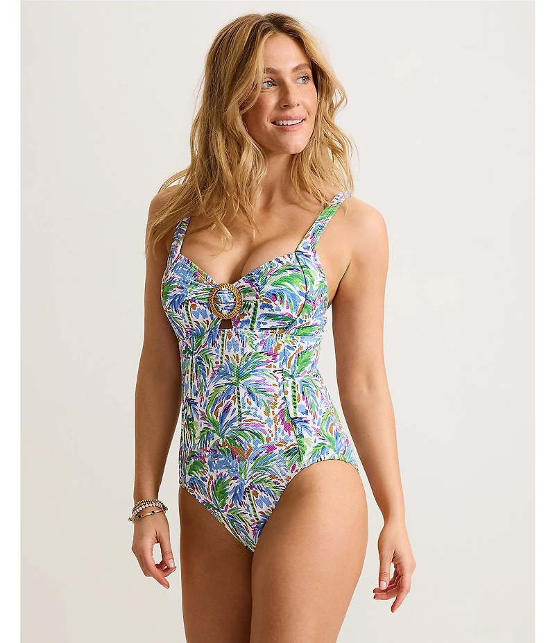 Tommy Bahama Poolside Palms Molded Cup Tank One Piece Swimsuit