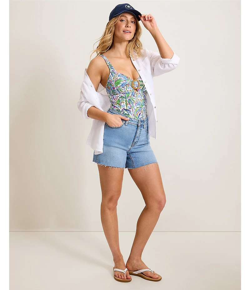 Tommy Bahama Poolside Palms Molded Cup Tank One Piece Swimsuit