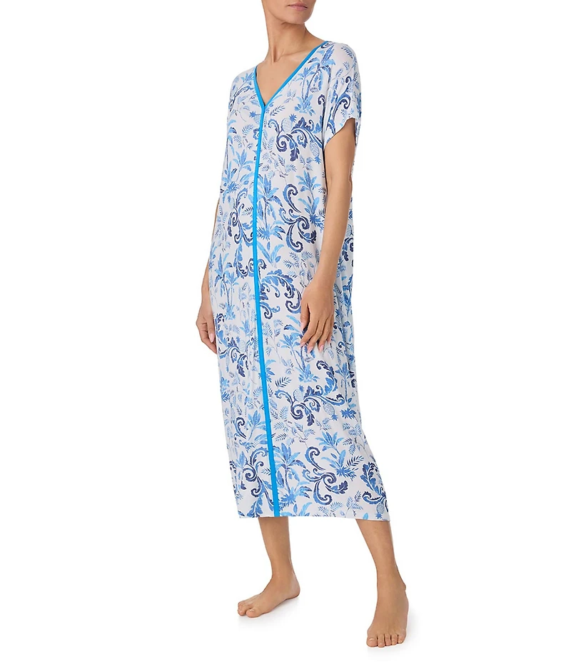 Tommy Bahama Printed Half Sleeve V-Neck Knit Caftan
