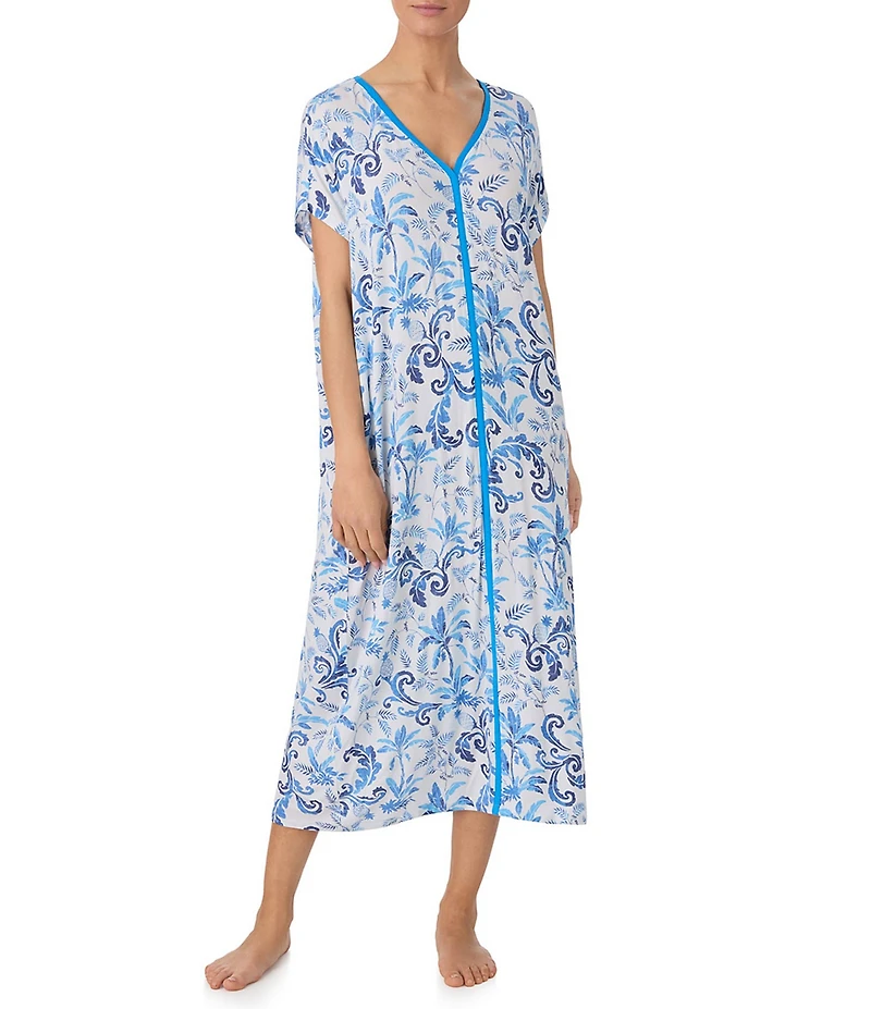 Tommy Bahama Printed Half Sleeve V-Neck Knit Caftan