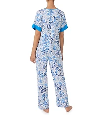 Tommy Bahama Printed Short Sleeve V Neck Knit Pajama Set