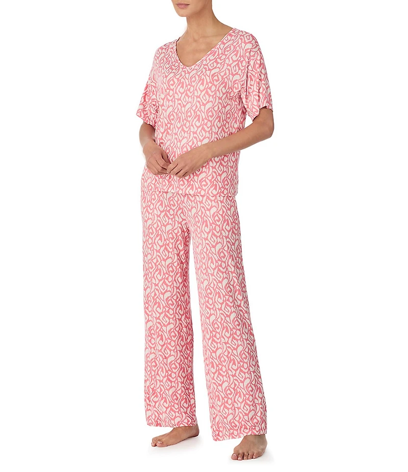 Tommy Bahama Printed Short Sleeve V Neck Knit Pajama Set