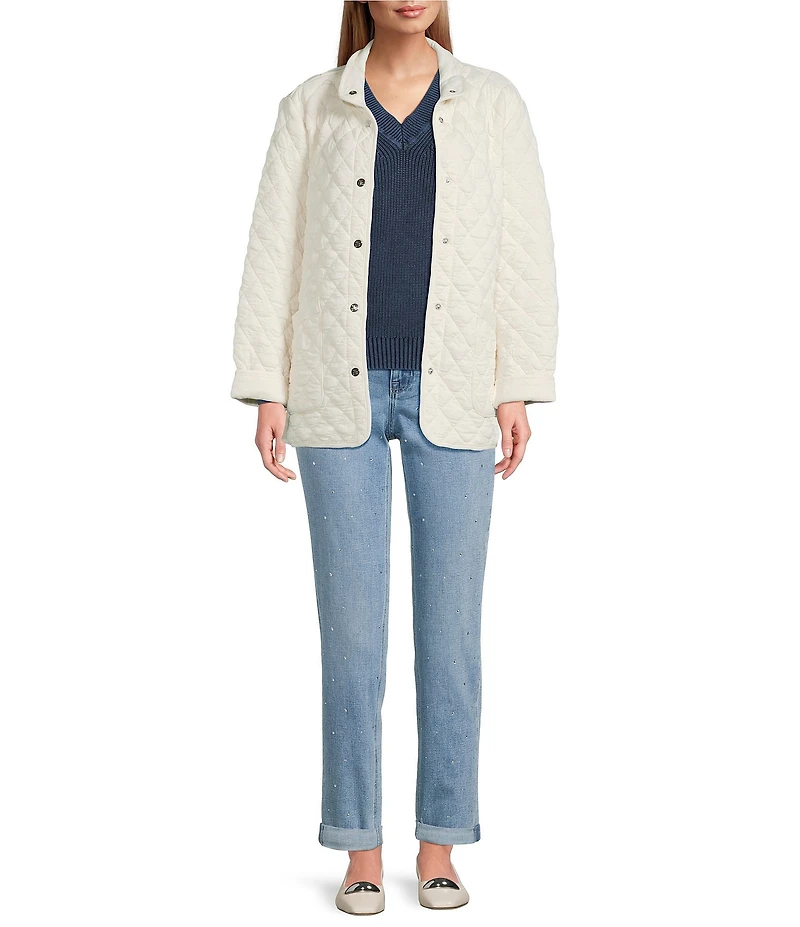 Tommy Bahama Puff Jacquard Knit Button Front Patch Pocket Barn Coat