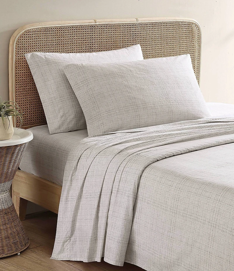 Tommy Bahama Raffia Linen Woven Textured Cotton Percale Sheet Set