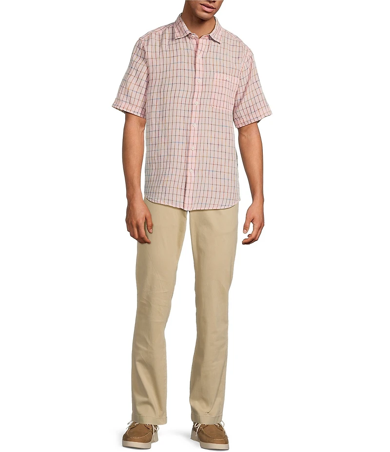 Tommy Bahama Sand Linen Manati Plaid Short Sleeve Woven Shirt