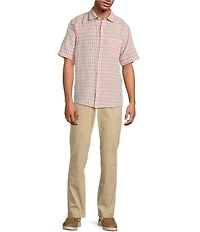 Tommy Bahama Sand Linen Manati Plaid Short Sleeve Woven Shirt