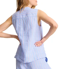 Tommy Bahama Sea Salt Coordinating Chambray Pink Stripe V-Neck Sleeveless Popover Top