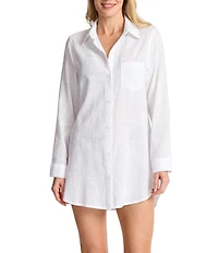 Tommy Bahama Shoreline Cotton Relaxed Boyfriend Shirt Swim Cover-Up