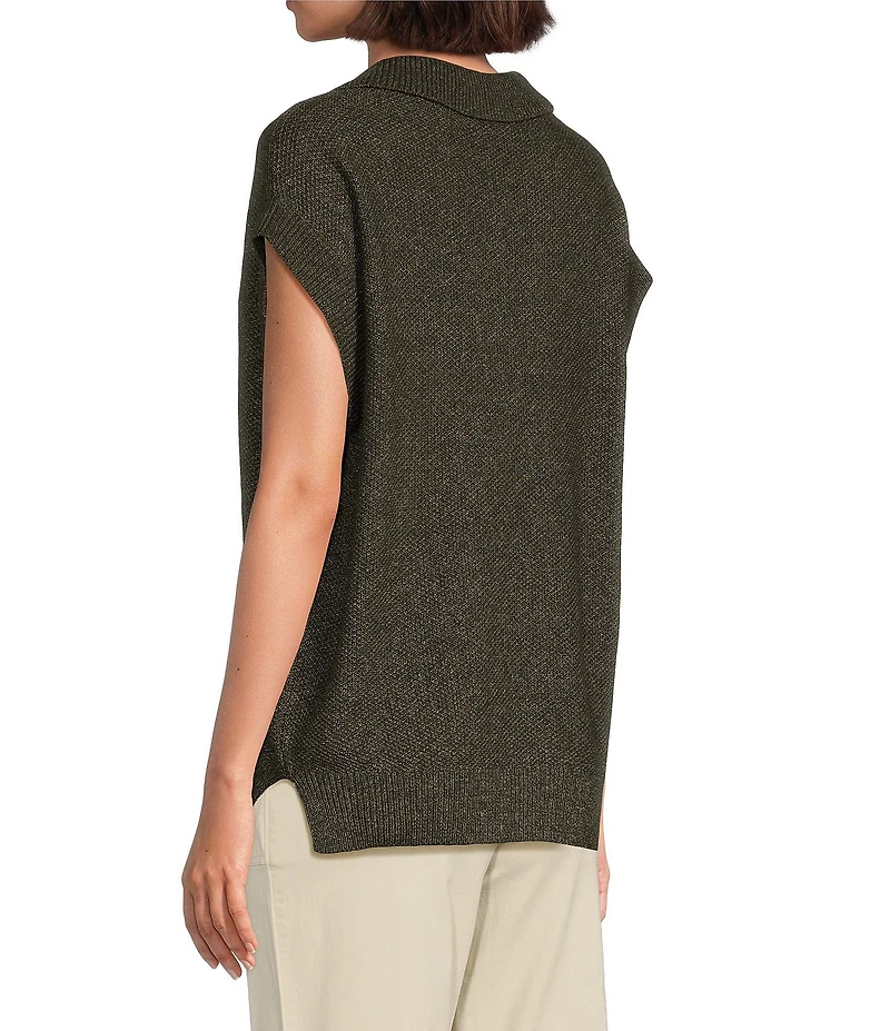 Tommy Bahama Short Sleeve Johnny Collar Linen Top