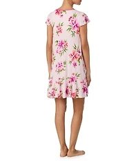 Tommy Bahama Short Sleeve Scoop Neck Jersey Knit Short Floral Print Nightgown