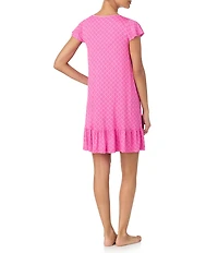 Tommy Bahama Short Sleeve Scoop Neck Jersey Knit Short Geo Print Nightgown