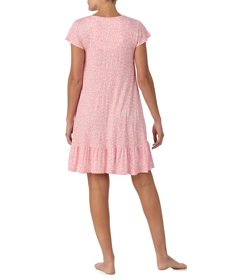 Tommy Bahama Short Sleeve V-Neck Jersey Knit Floral Print Nightgown