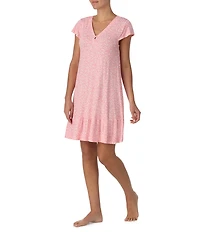 Tommy Bahama Short Sleeve V-Neck Jersey Knit Floral Print Nightgown