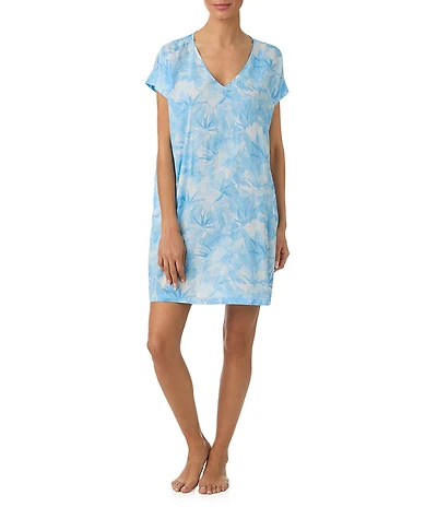 Tommy Bahama Short Sleeve V-Neck Woven Floral Challis Caftan