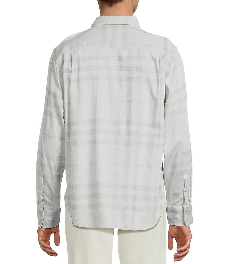 Tommy Bahama Silver Mist Plaid Long Sleeve Woven Shirt