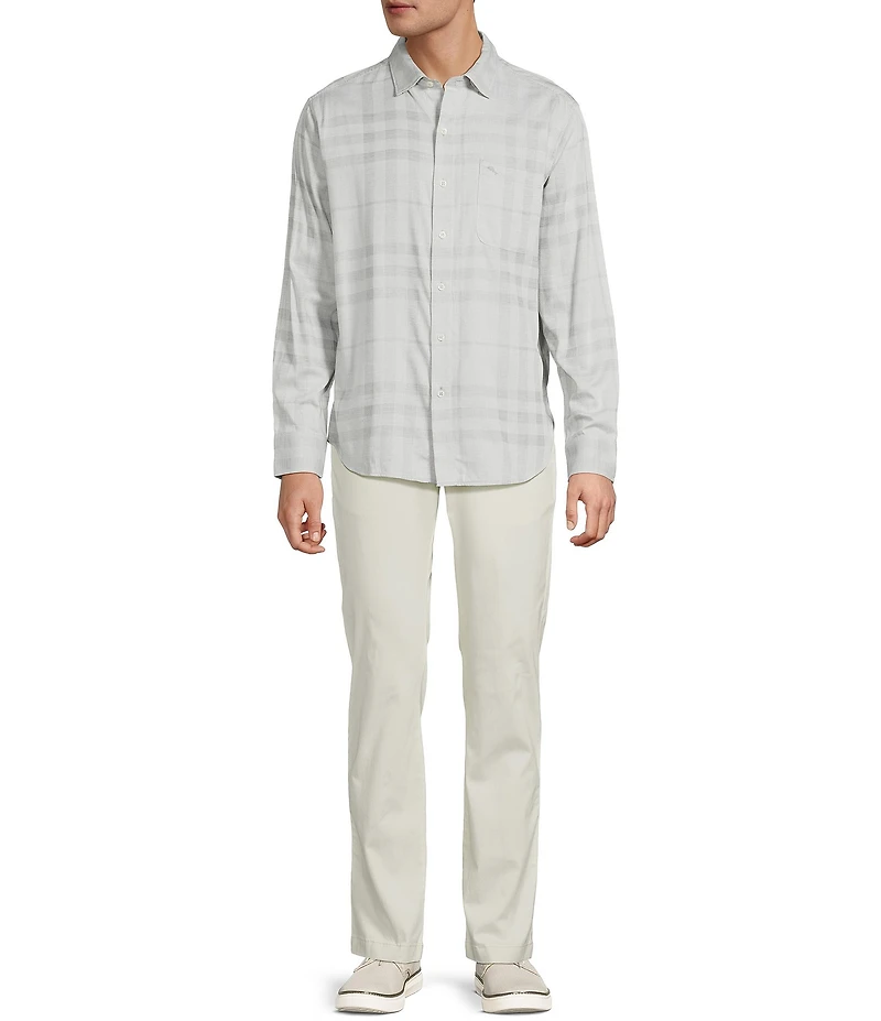 Tommy Bahama Silver Mist Plaid Long Sleeve Woven Shirt
