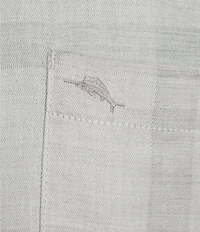 Tommy Bahama Silver Mist Plaid Long Sleeve Woven Shirt