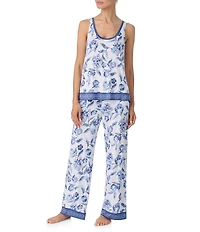 Tommy Bahama Sleeveless Scoop Neck Long Sateen Floral Print Pajama Set