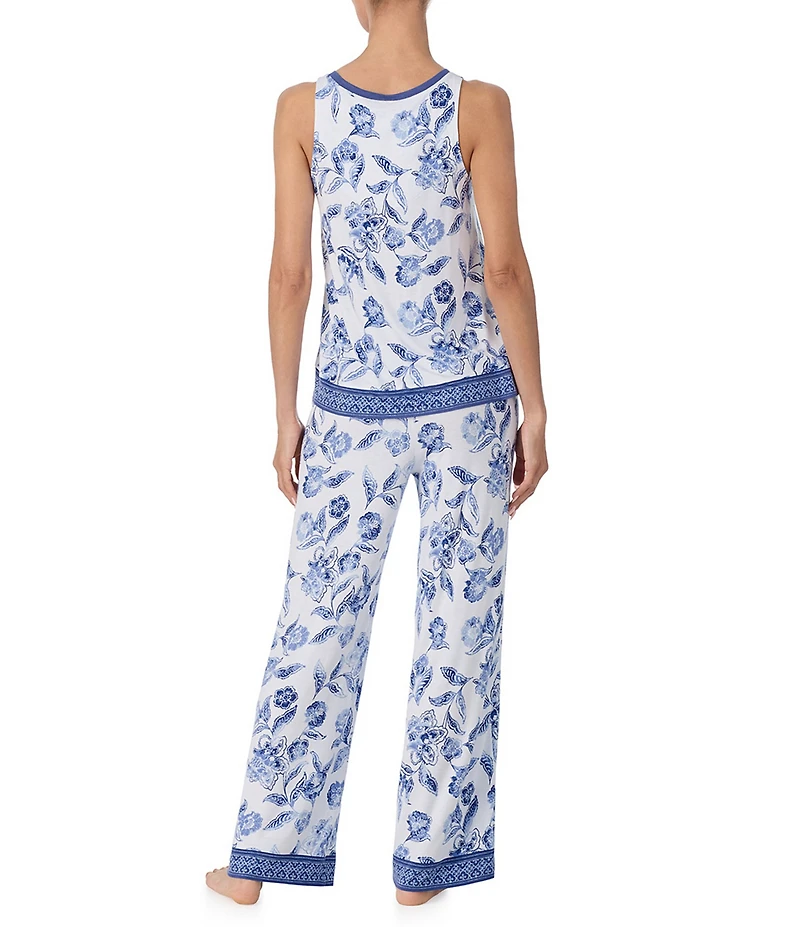 Tommy Bahama Sleeveless Scoop Neck Long Sateen Floral Print Pajama Set