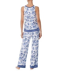 Tommy Bahama Sleeveless Scoop Neck Long Sateen Floral Print Pajama Set