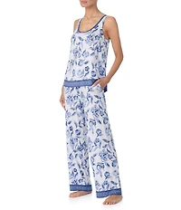 Tommy Bahama Sleeveless Scoop Neck Long Sateen Floral Print Pajama Set