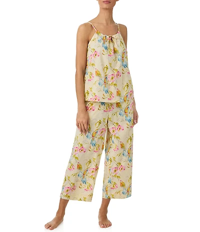 Tommy Bahama Sleeveless Scoop Neck Woven Floral Print Cropped Pajama Set