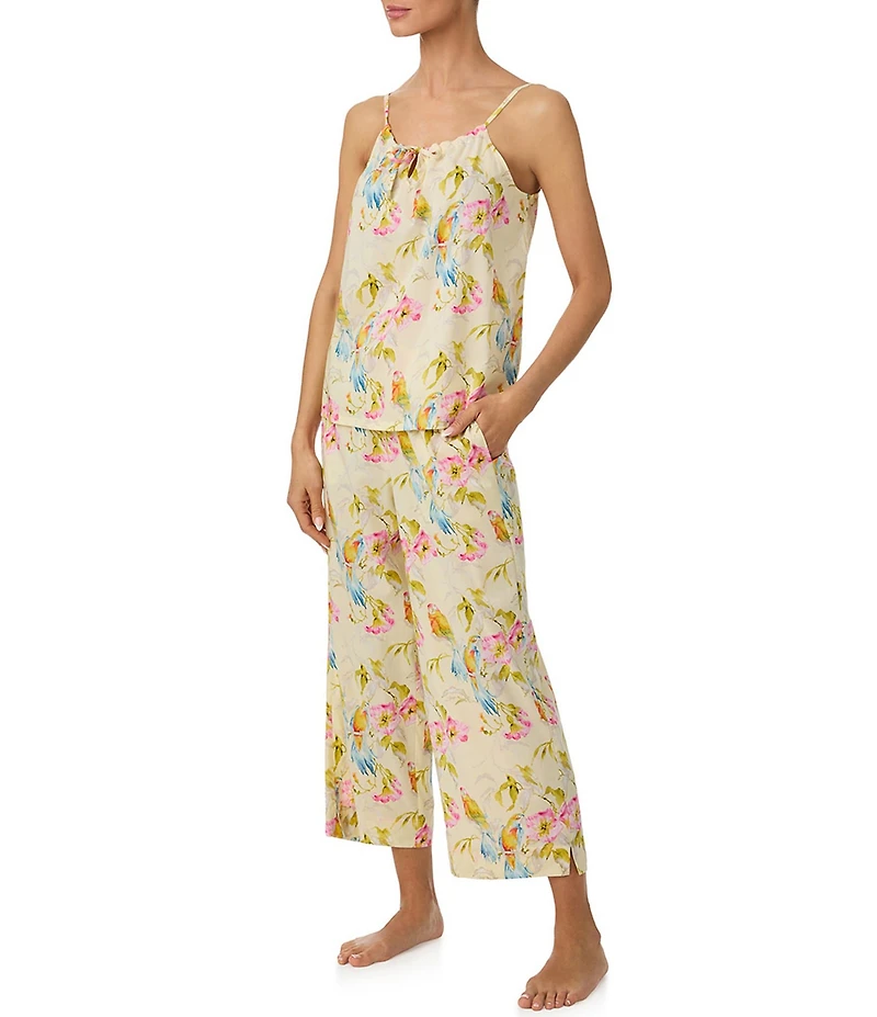 Tommy Bahama Sleeveless Scoop Neck Woven Floral Print Cropped Pajama Set