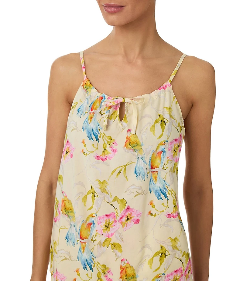 Tommy Bahama Sleeveless Scoop Neck Woven Floral Print Cropped Pajama Set