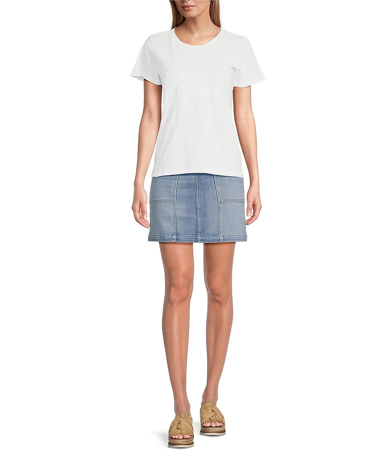 Tommy Bahama Slub Jersey Palm Tree Embroidered Round Neck Short Sleeve Tee