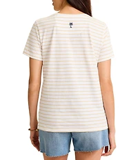 Tommy Bahama Slub Jersey Salty Breeze Stripe Crew Neck Short Sleeve Tee