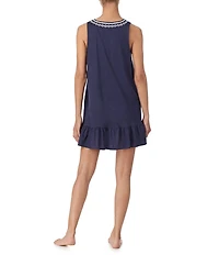 Tommy Bahama Solid Sleeveless Split Round Neck Woven Lawn Chemise