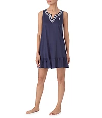 Tommy Bahama Solid Sleeveless Split Round Neck Woven Lawn Chemise