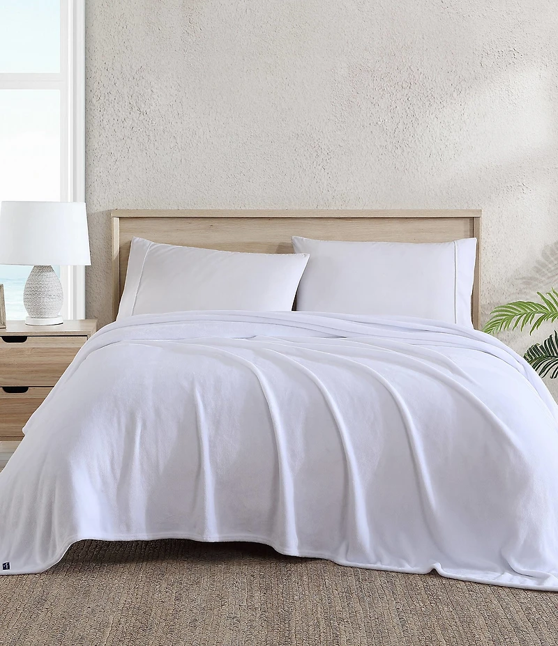 Tommy Bahama Solid Ultra-Soft Plush Fleece Bed Blanket