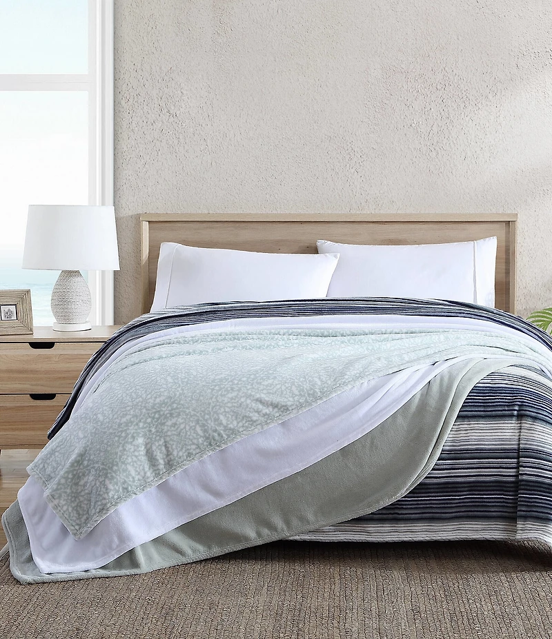 Tommy Bahama Solid Ultra-Soft Plush Fleece Bed Blanket