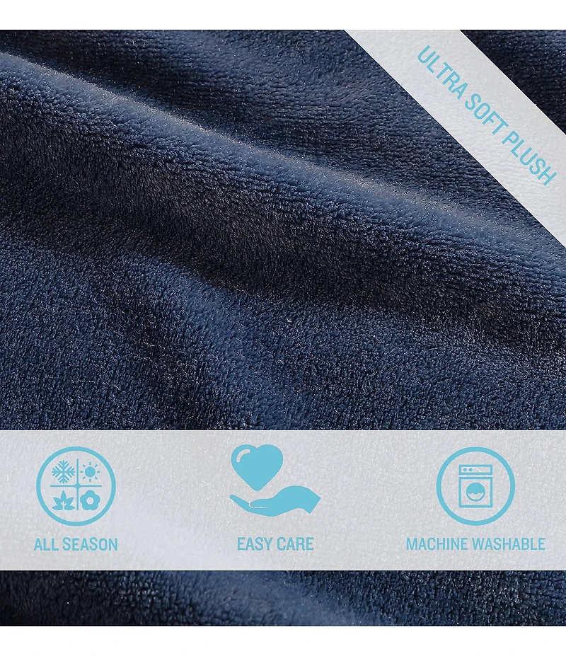 Tommy Bahama Solid Ultra-Soft Plush Fleece Bed Blanket