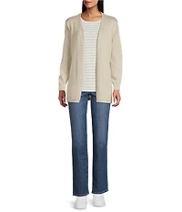 Tommy Bahama Solstice Bay Organic Cotton Blend Metallic Shimmer Knit Tie Front Cardigan